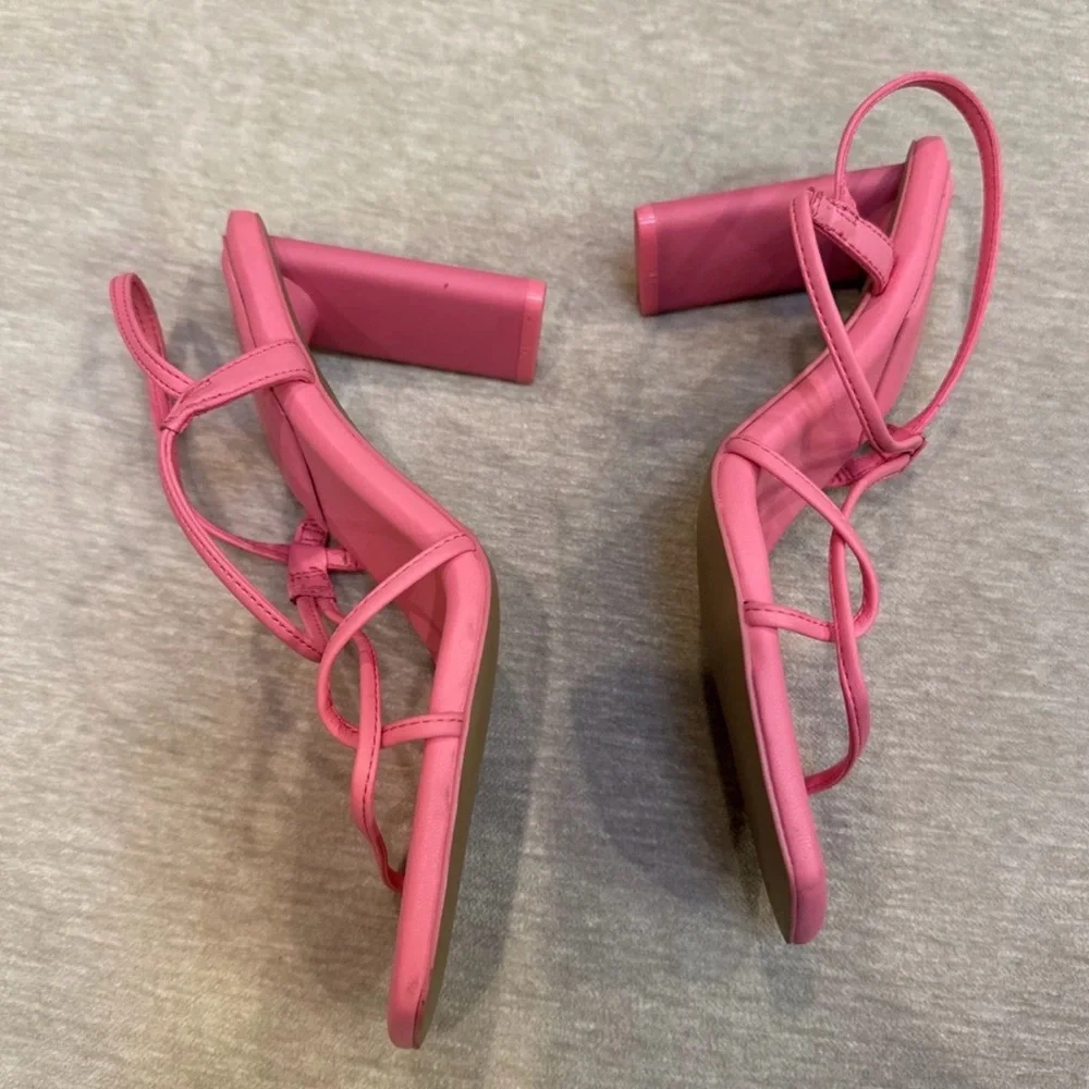 Aldo Pink Strappy Heels Block Heel Sandals Size 6 New - Picture 8 of 8